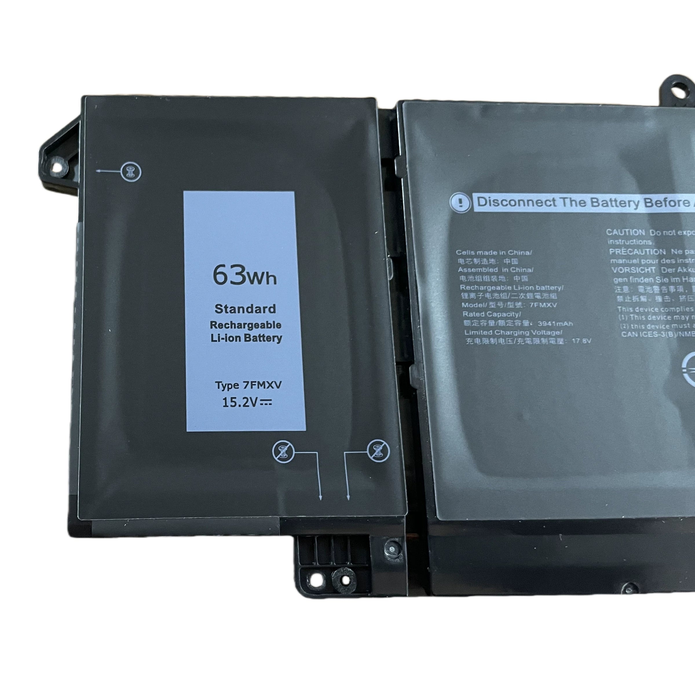 Dell Latitude 5320 7520 7320 7420 Replacement Battery 9JM71 7FMXV | 15.2V 63Wh