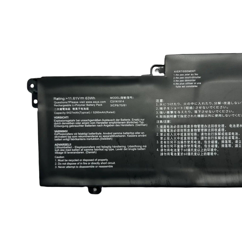 ASUS ZenBook 14 UX435E / VivoBook PX485CEA / ExpertBook B5402C Replacement Battery C31N1914 | 11.61V 63Wh