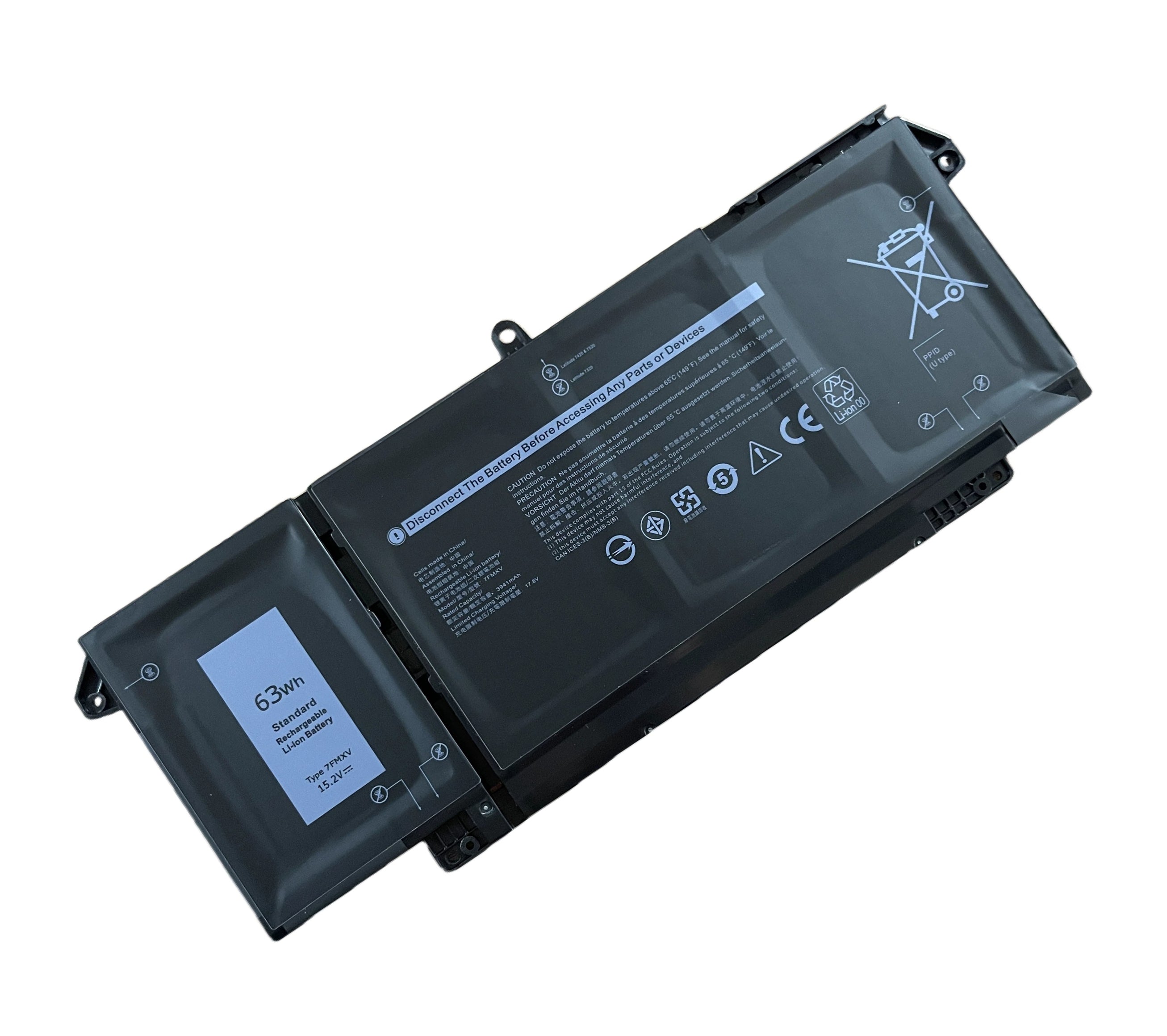 Dell Latitude 5320 7520 7320 7420 Replacement Battery 9JM71 7FMXV | 15.2V 63Wh