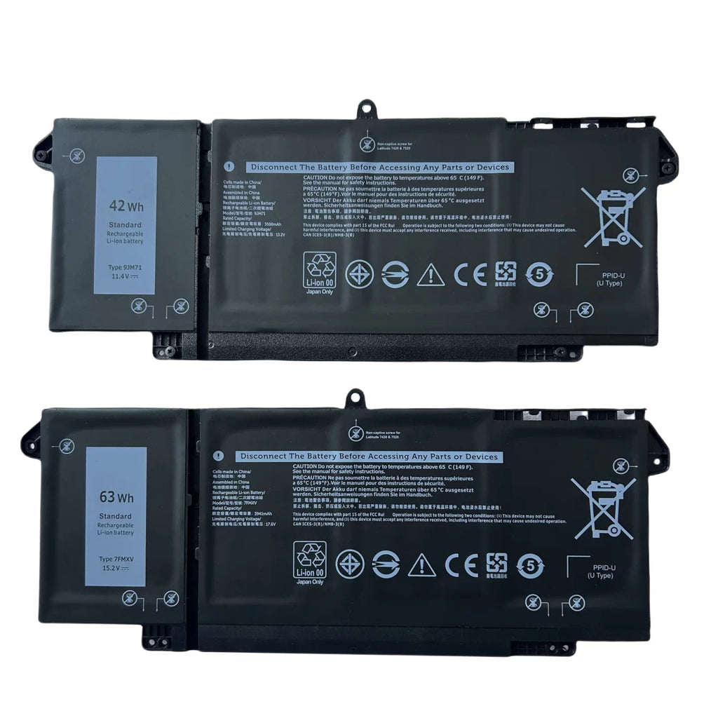 Dell Latitude 5320 7520 7320 7420 Replacement Battery 9JM71 7FMXV | 15.2V 63Wh