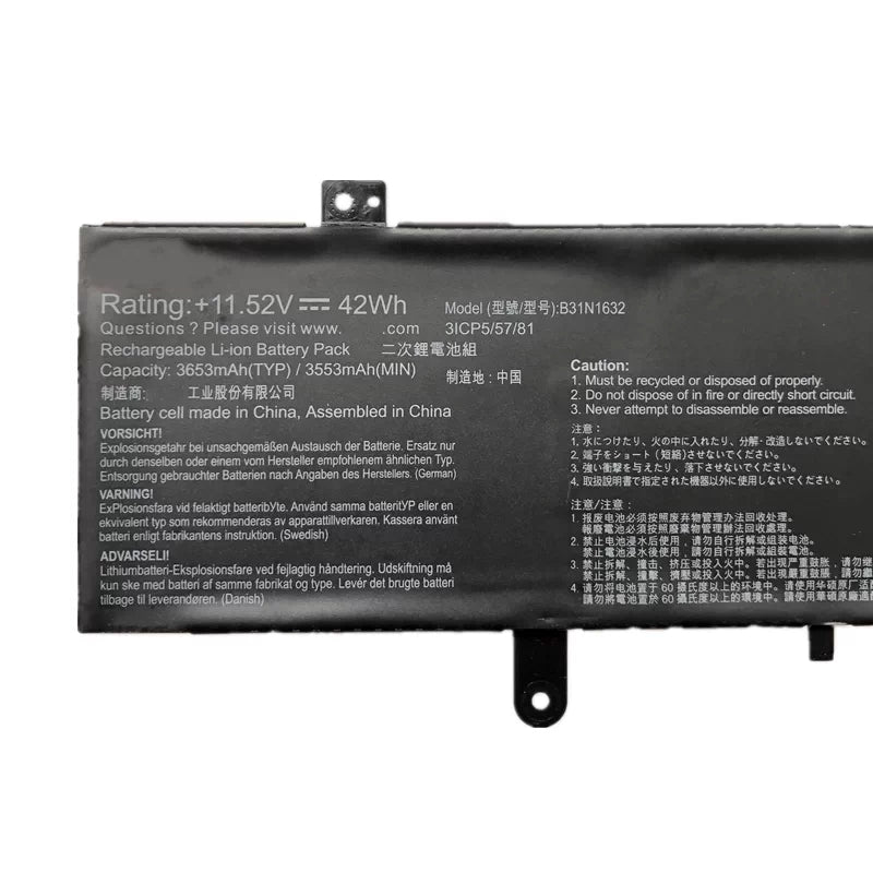 ASUS S4100U S4000U X405U Replacement Battery B31N1632 | 11.52V 42Wh