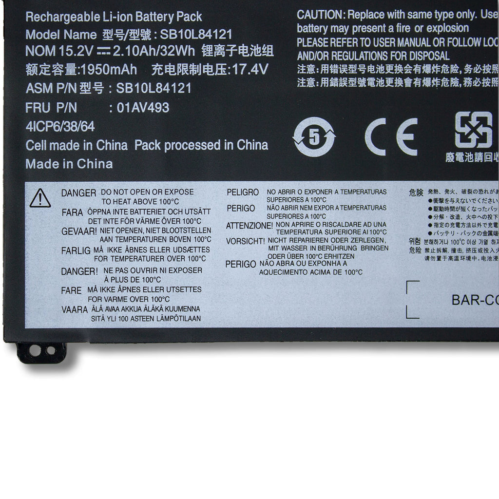 Lenovo ThinkPad T570 T580 P51S P52S Replacement Battery 01AV493 | 15.2V 32Wh
