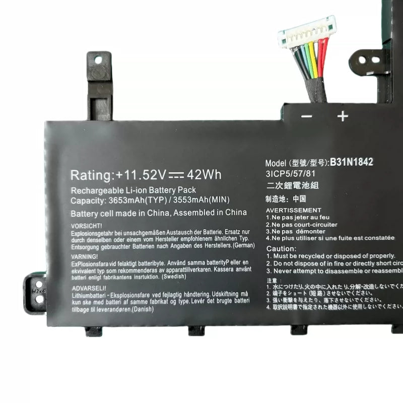 ASUS S5500F V5050E V5100E M5100U FL8850I Replacement Battery B31N1842 | 11.52V 42Wh