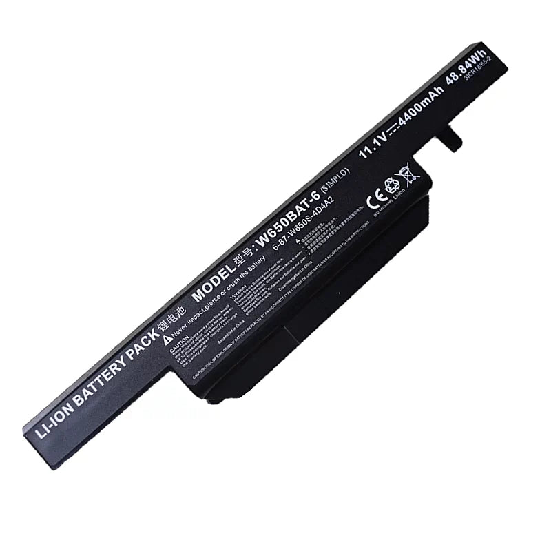 Clevo W650DC W650RB W650RC Replacement Battery W650BAT-6 6-87-W650S | 11.1V 4400mAh